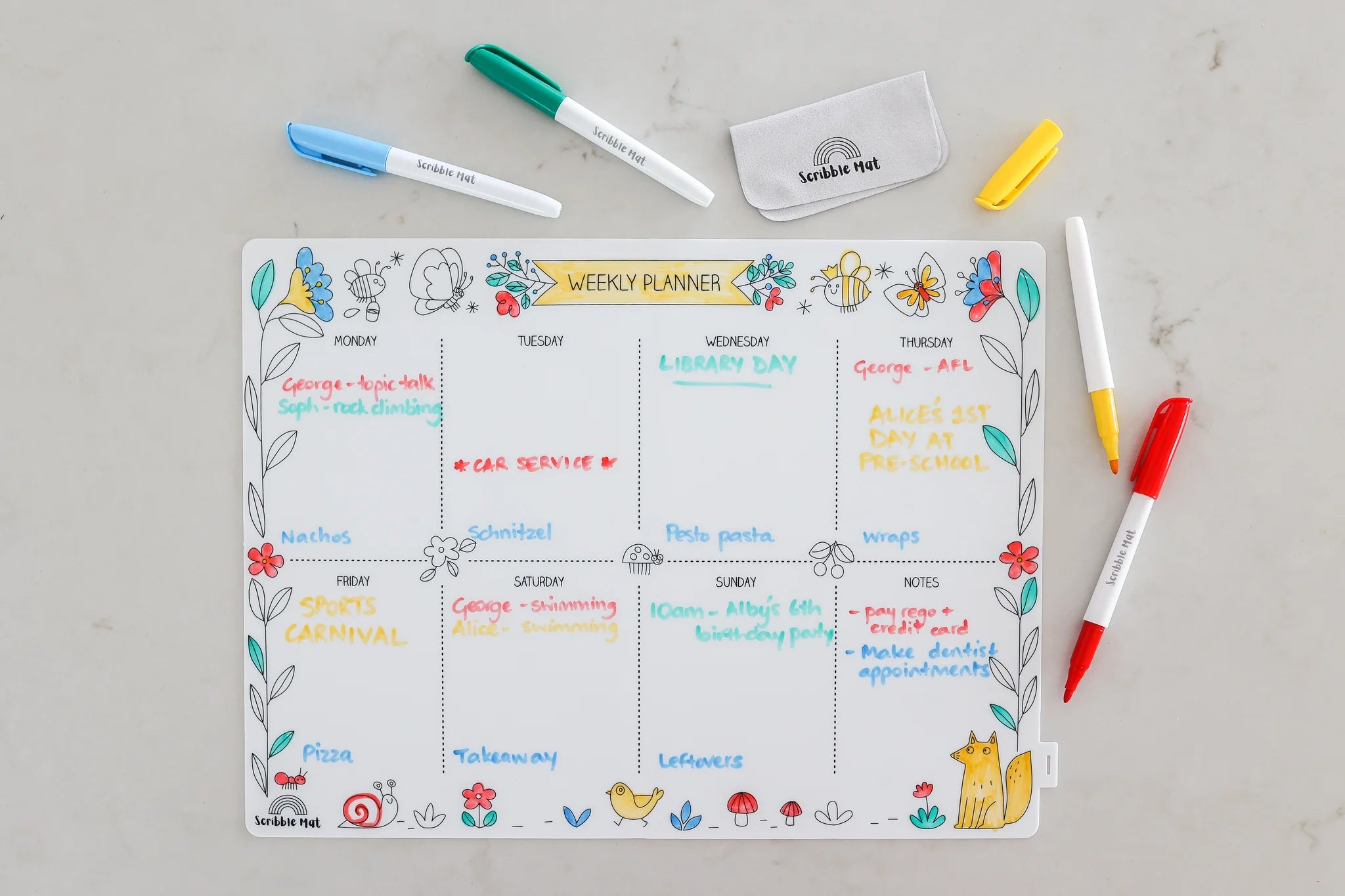 Weekly Calendar Magnet + Marker Set: Tribal