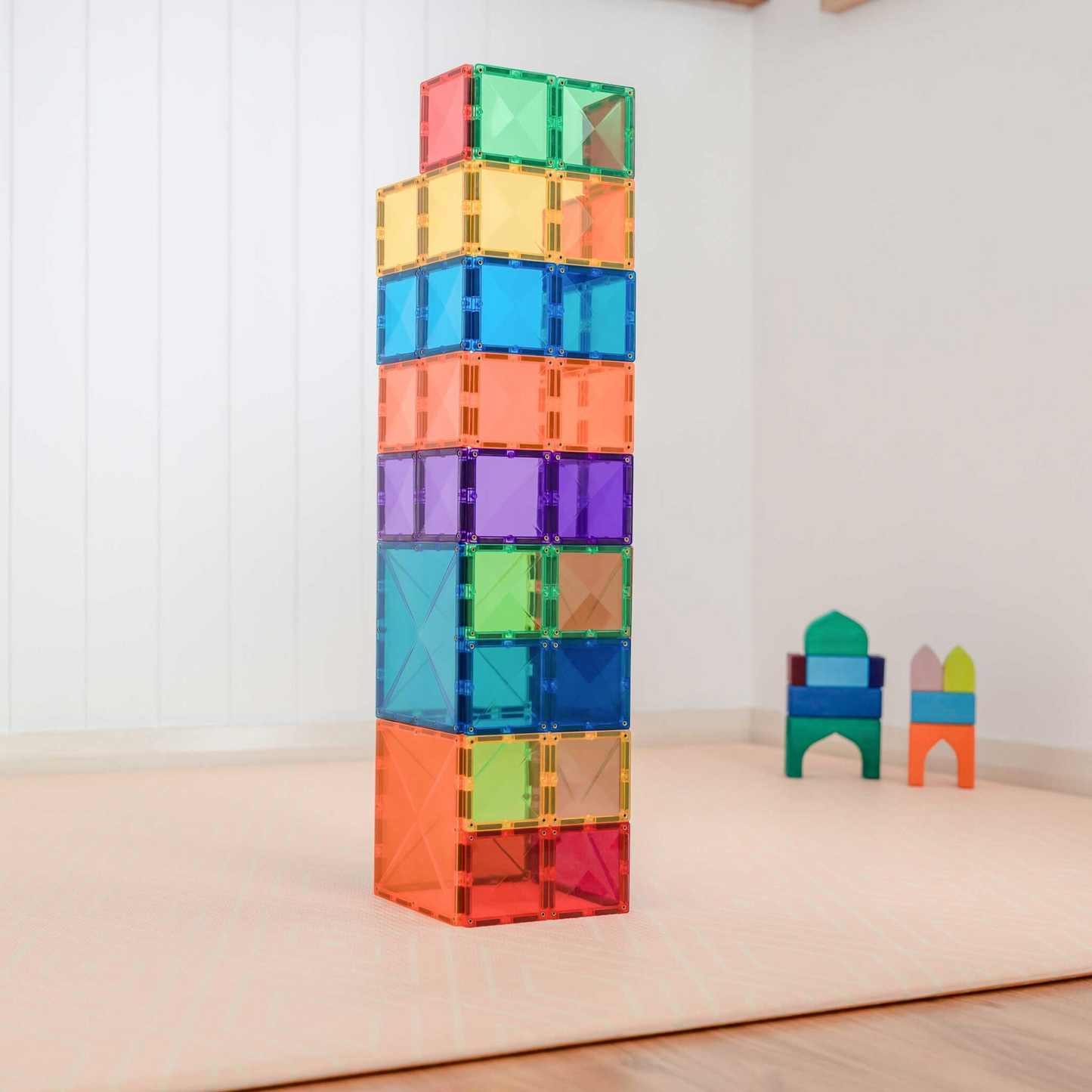 Rainbow Connetix Tiles - 42 Piece Square Pack