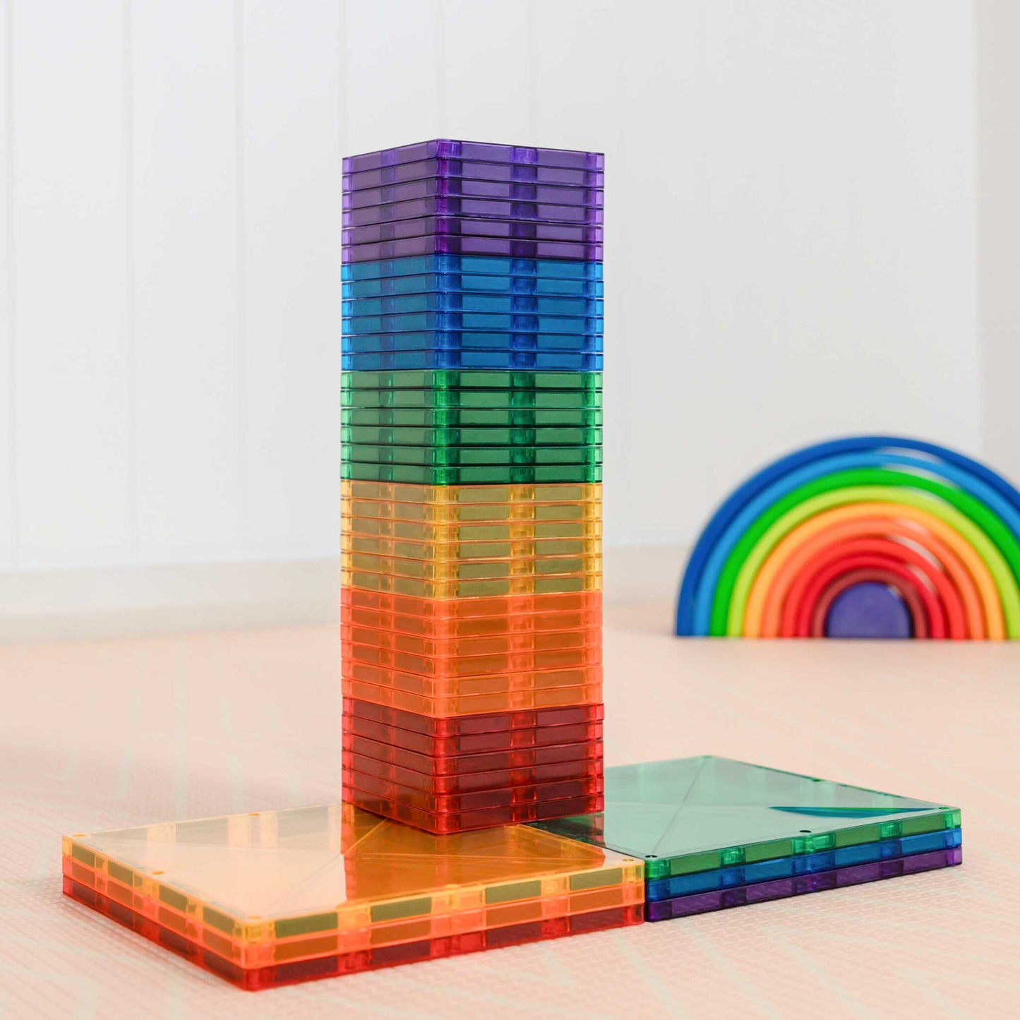 Rainbow Connetix Tiles - 42 Piece Square Pack