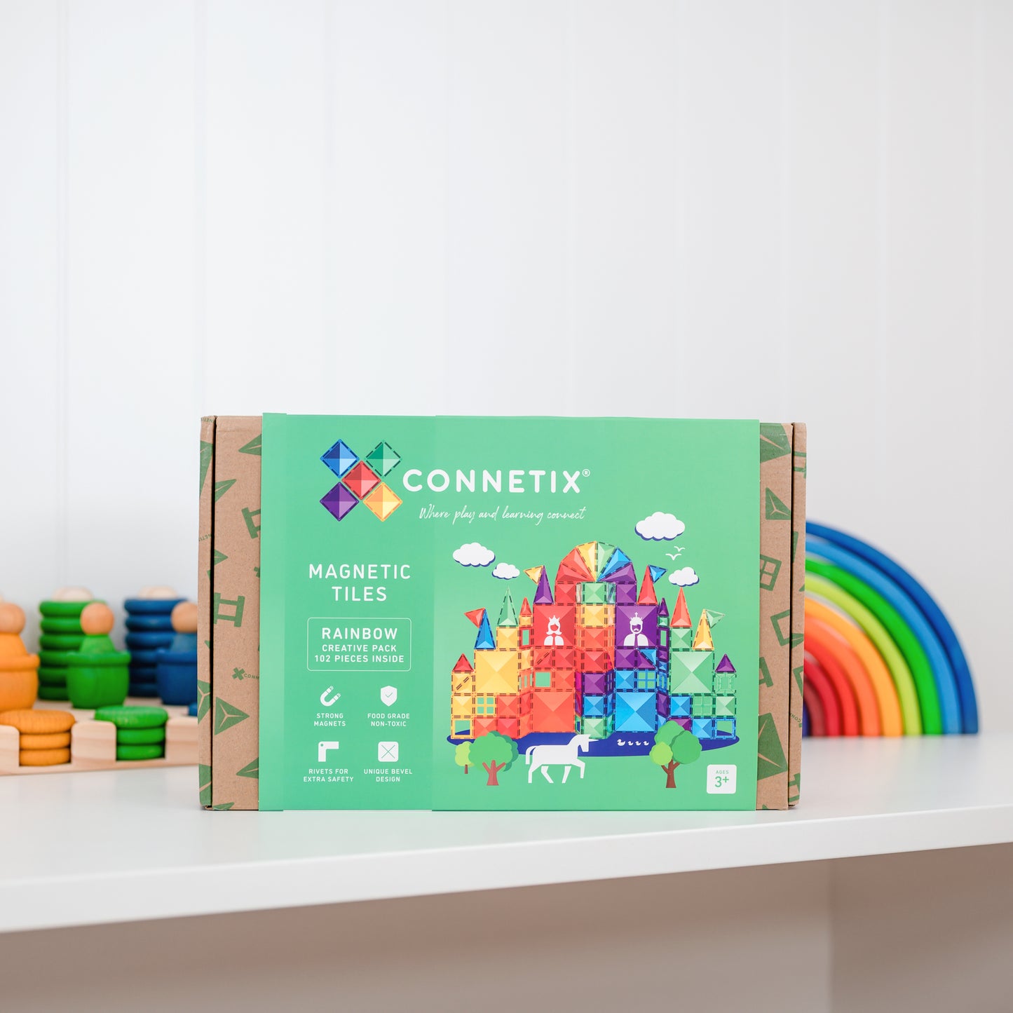 Rainbow Connetix Tiles - 102 Piece Creative Pack