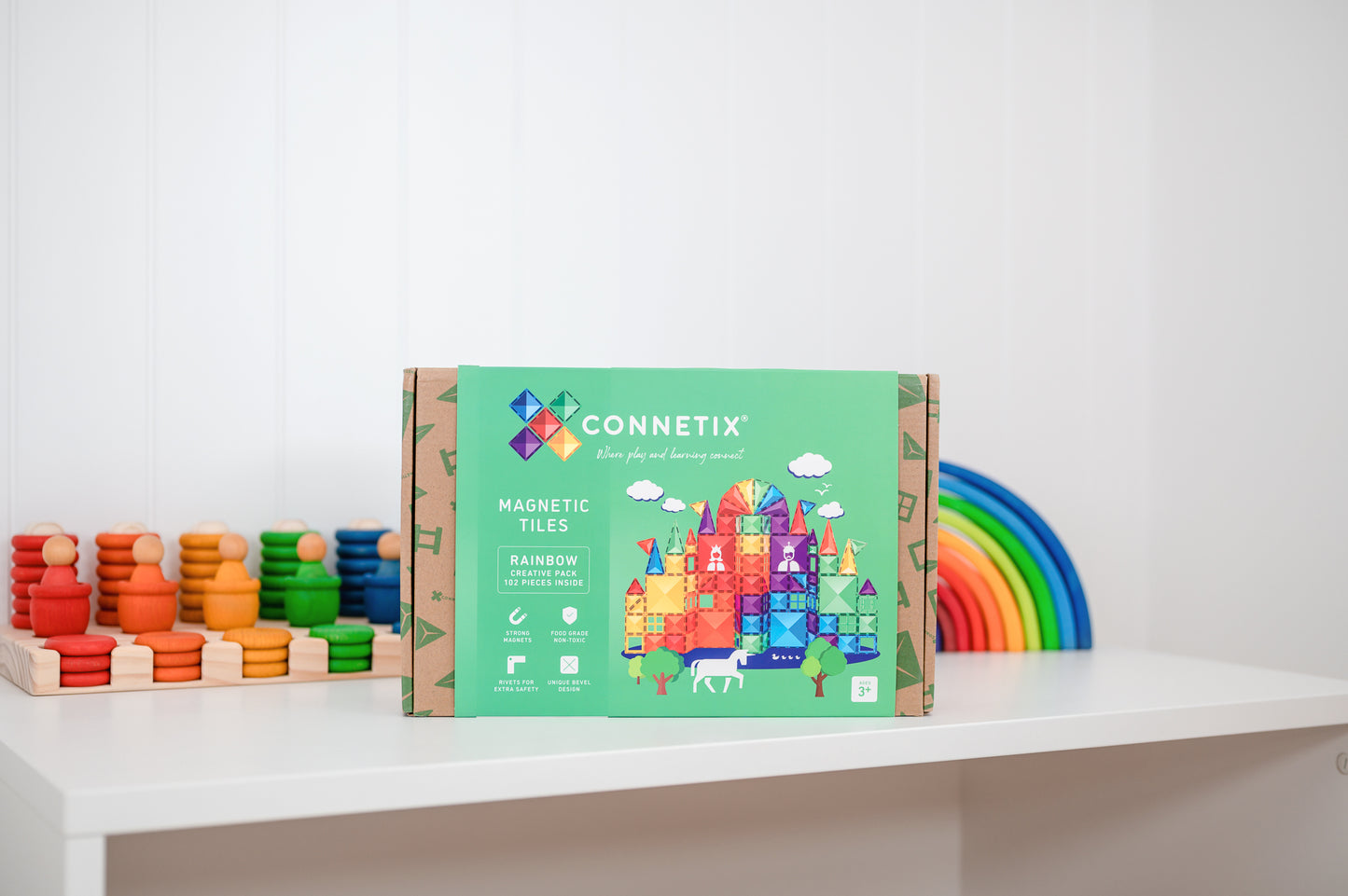 Rainbow Connetix Tiles - 102 Piece Creative Pack