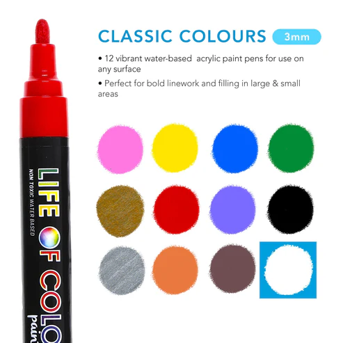 Acrylic Paint Pens - 3mm Medium Tip