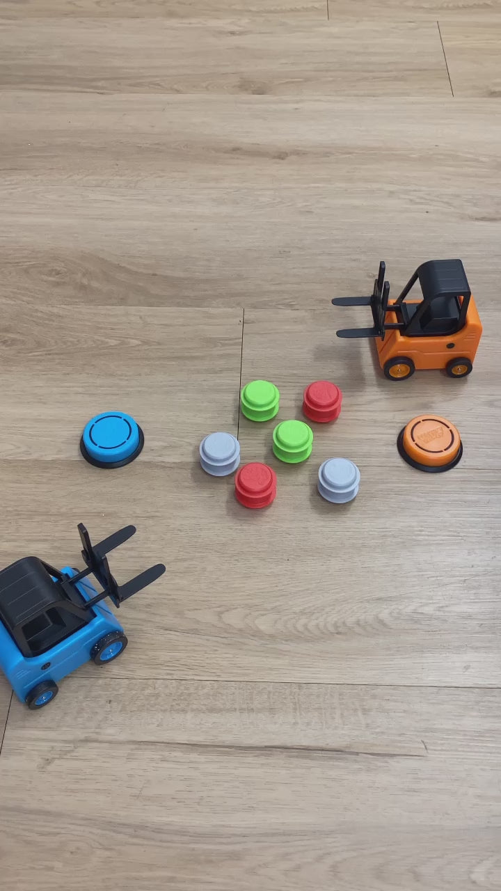 Fat Brain Toys Forklift Frenzy Fast-Paced Barrel Stacking Game