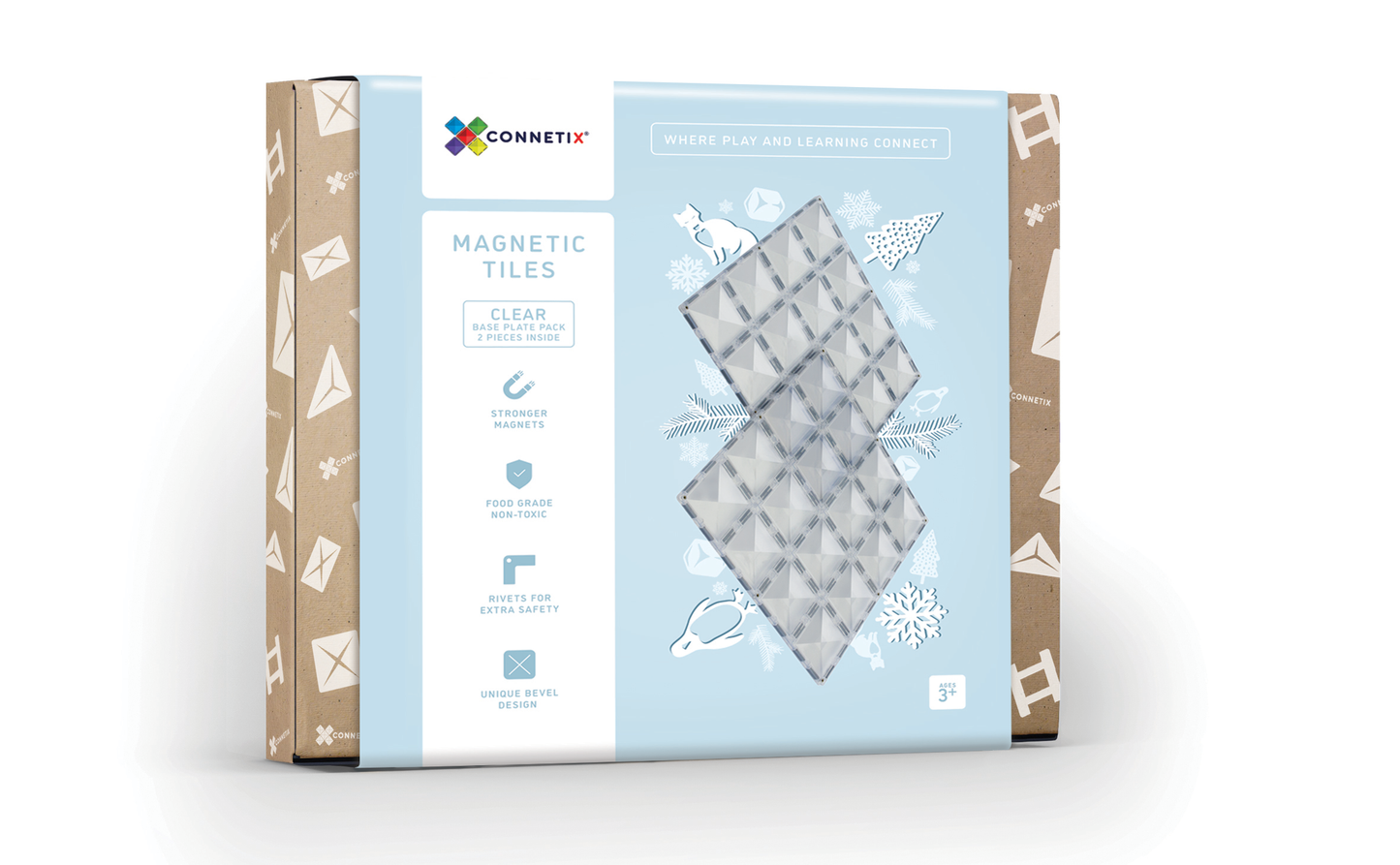 Clear Connetix Tiles - Base Plate 2 Pack - Clear