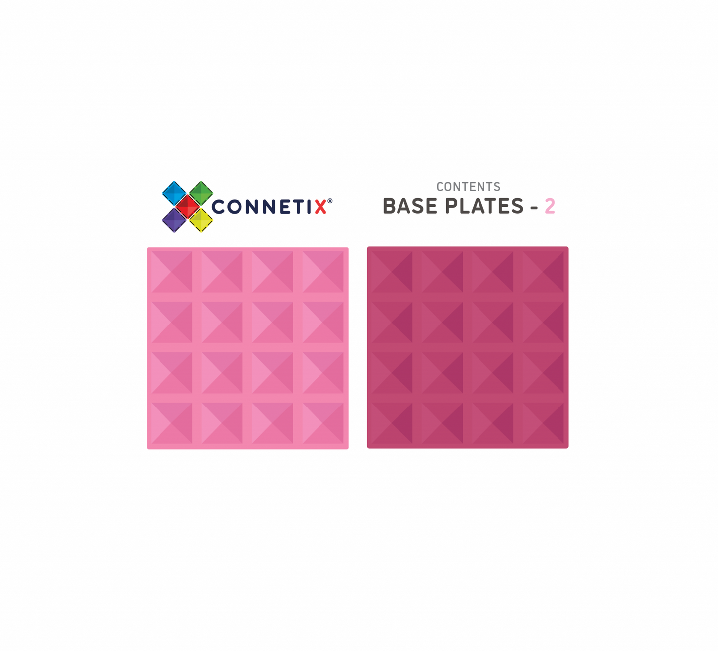 Pastel Connetix Tiles - Base Plate 2 Pack - Pink and Berry