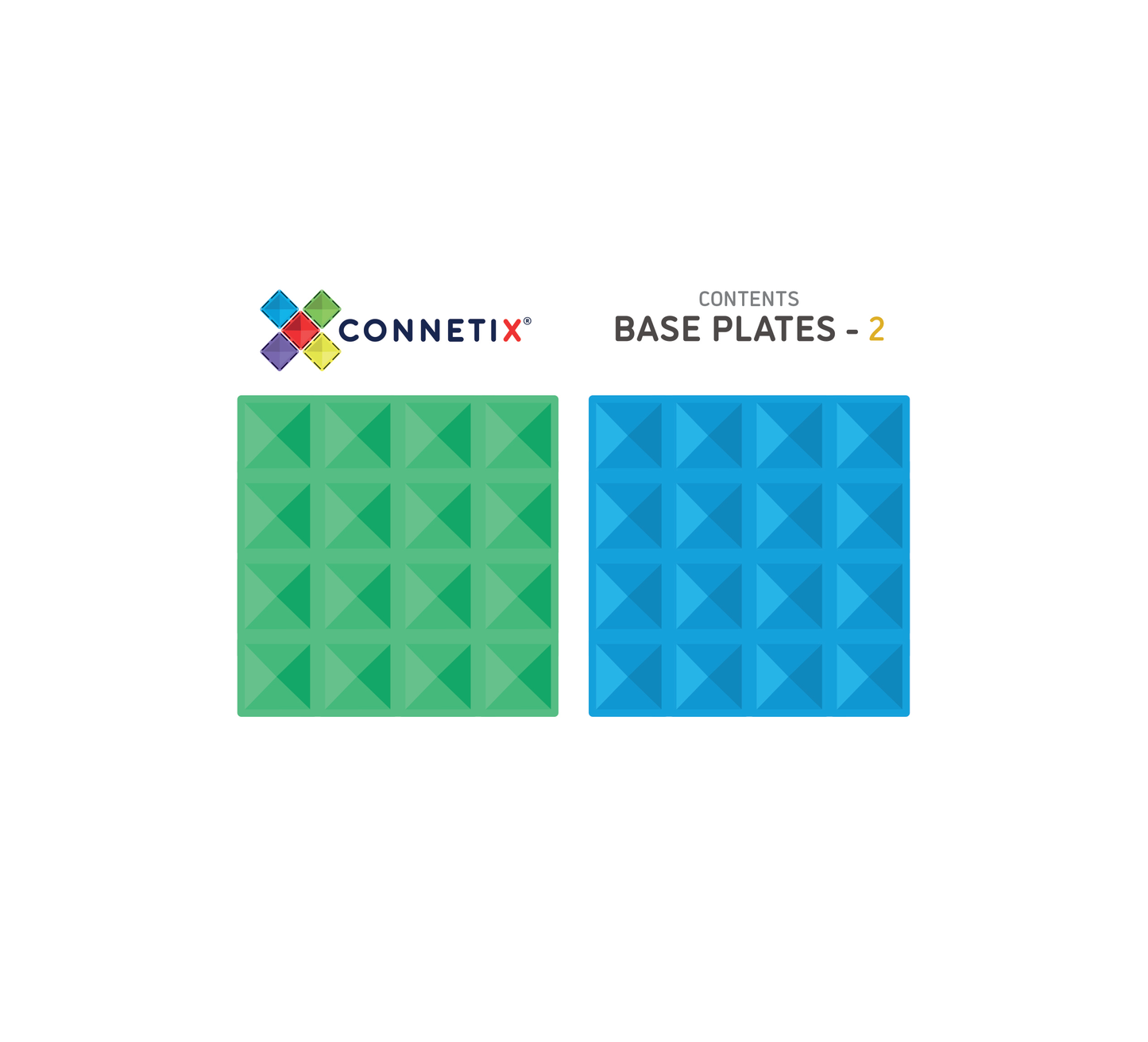 Rainbow Connetix Tiles - Base Plate 2 Pack - Blue and Green