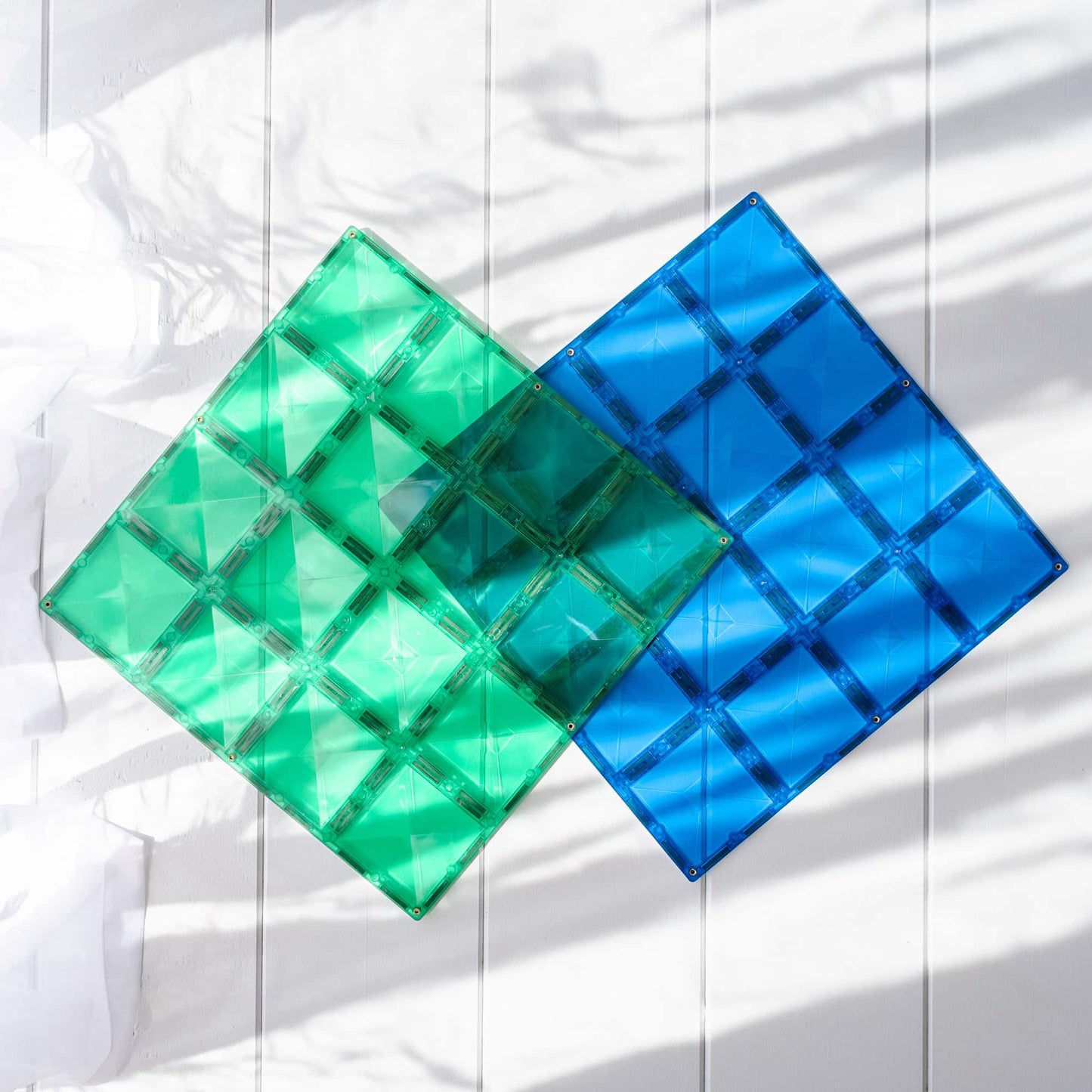 Rainbow Connetix Tiles - Base Plate 2 Pack - Blue and Green