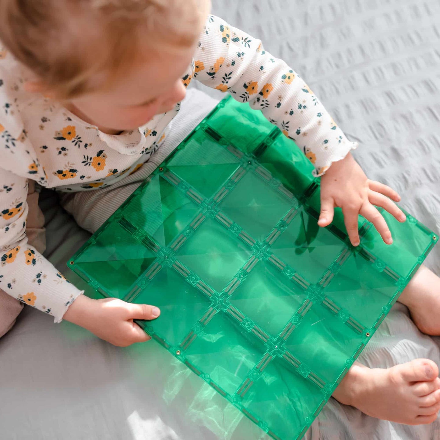 Rainbow Connetix Tiles - Base Plate 2 Pack - Blue and Green