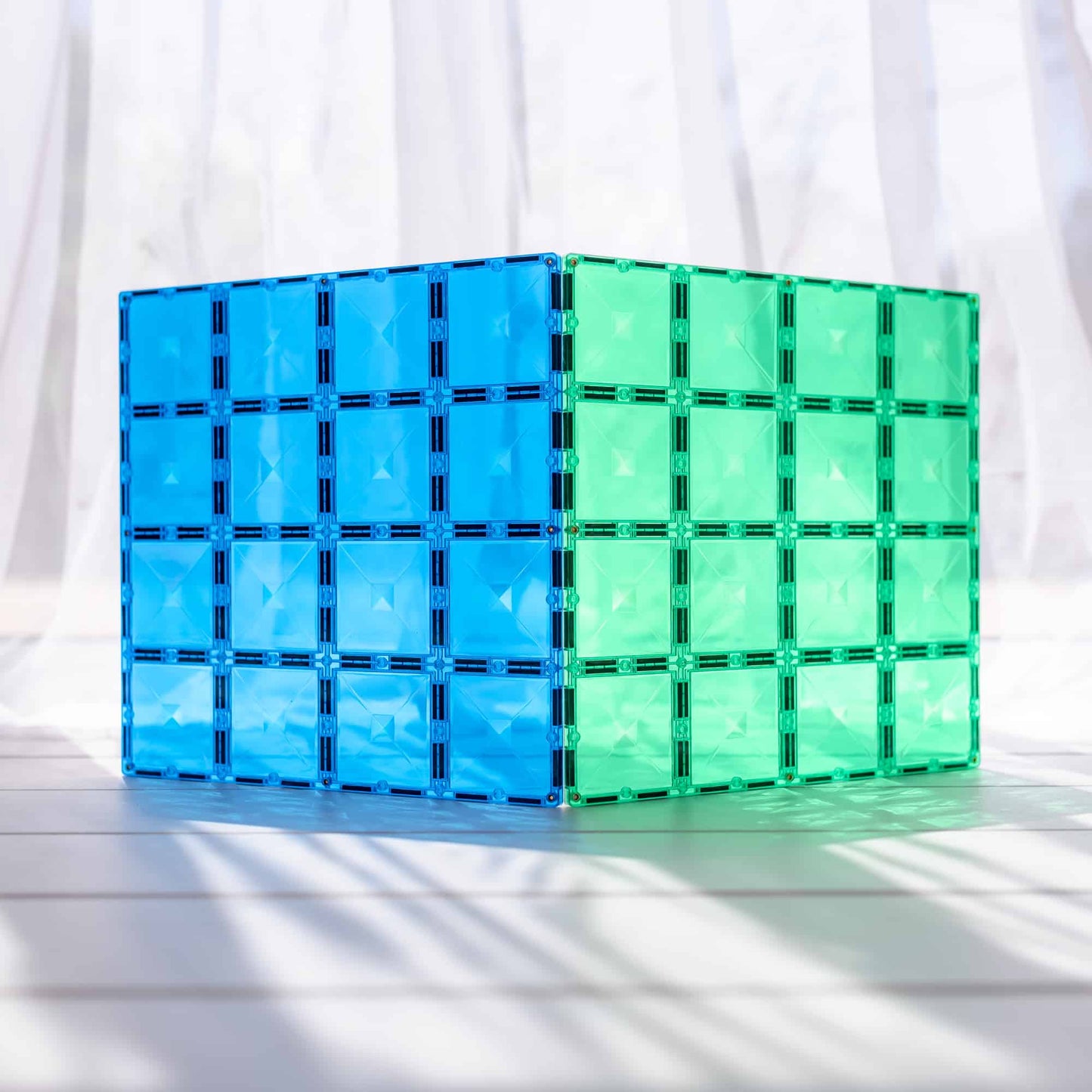 Rainbow Connetix Tiles - Base Plate 2 Pack - Blue and Green