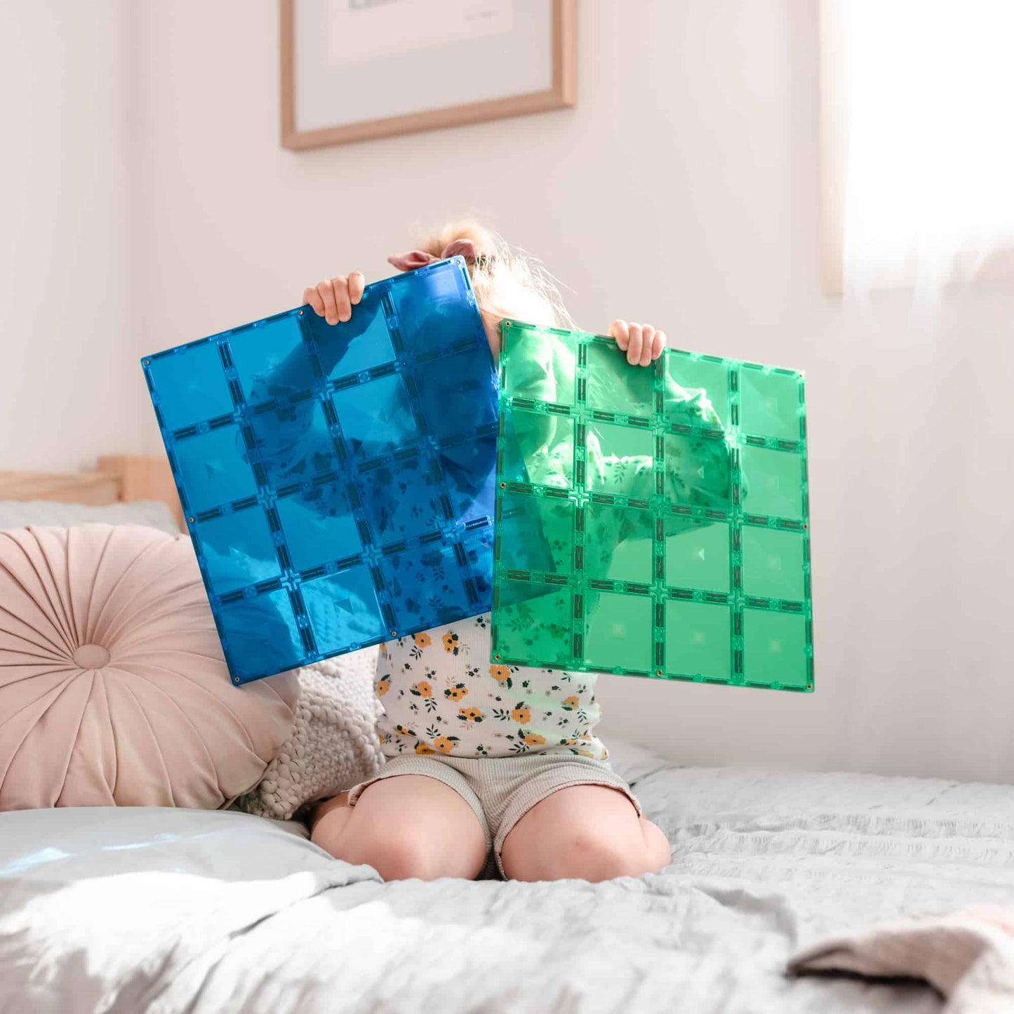 Rainbow Connetix Tiles - Base Plate 2 Pack - Blue and Green