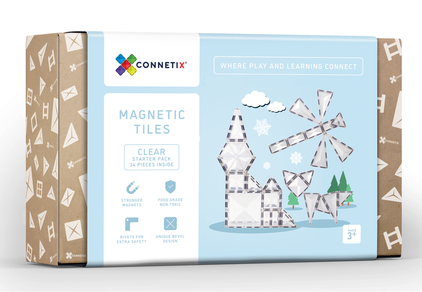 Clear Connetix Tiles - 34 Piece Starter Pack