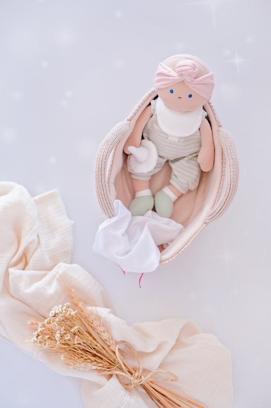 Baby with Knitted Carry Cot