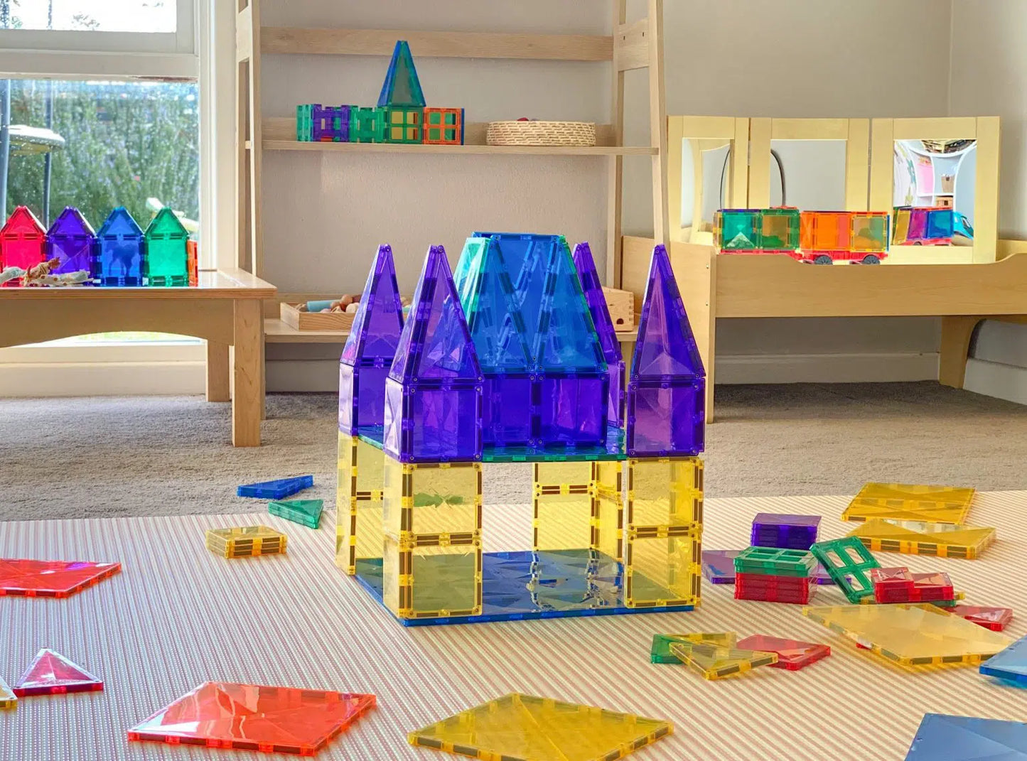 Rainbow Connetix Tiles - Base Plate 2 Pack - Blue and Green