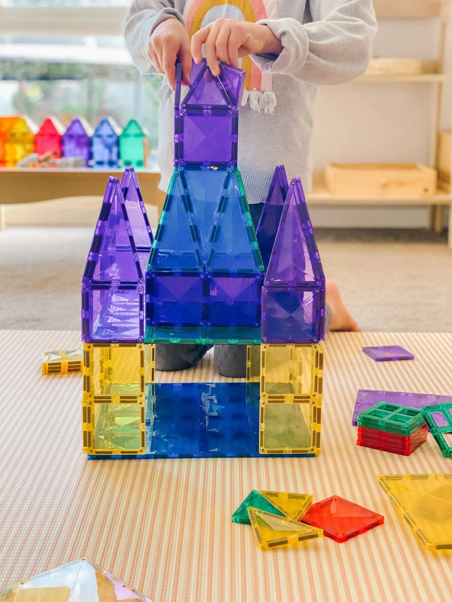 Rainbow Connetix Tiles - Base Plate 2 Pack - Blue and Green