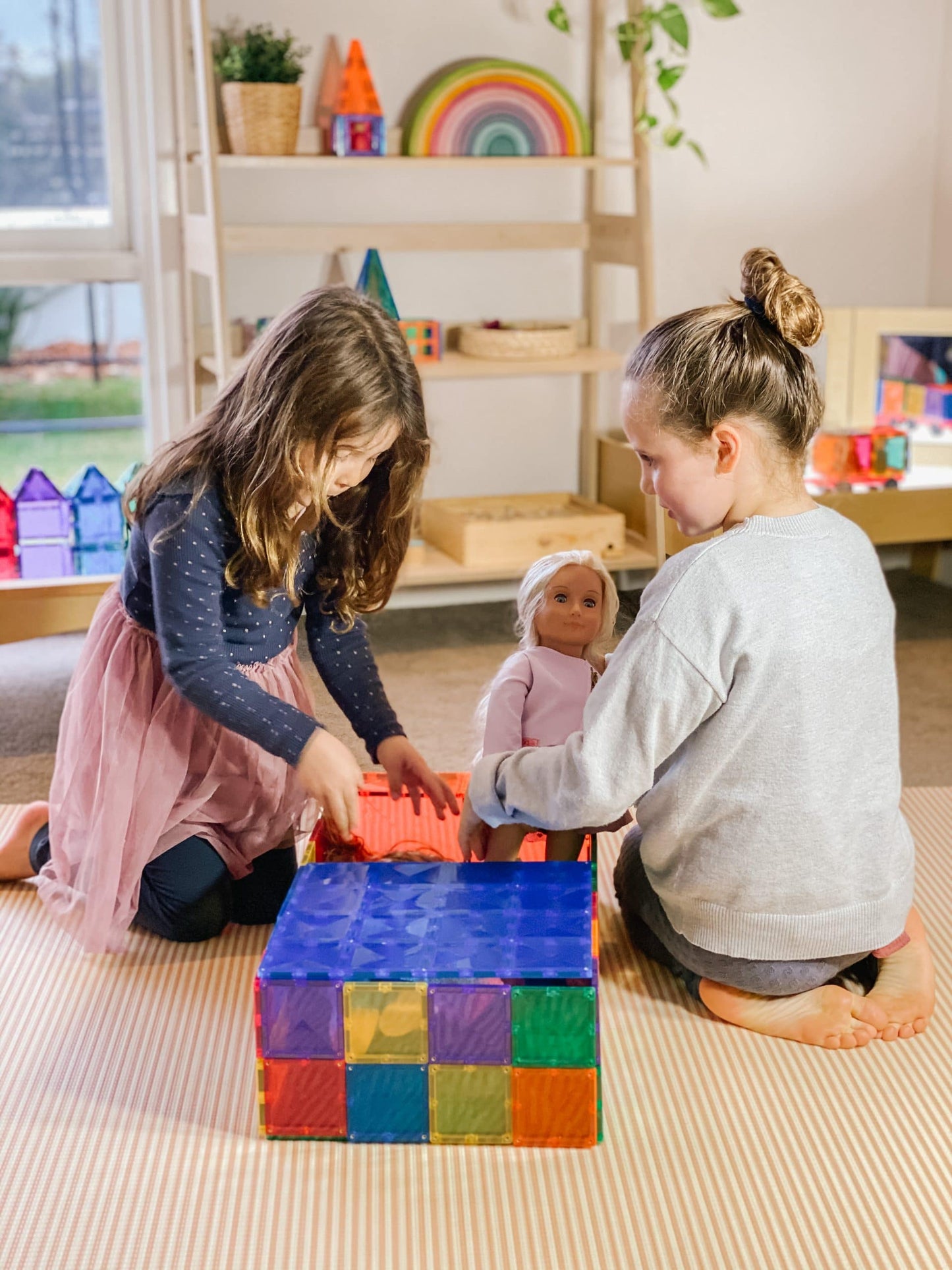 Rainbow Connetix Tiles - Base Plate 2 Pack - Blue and Green