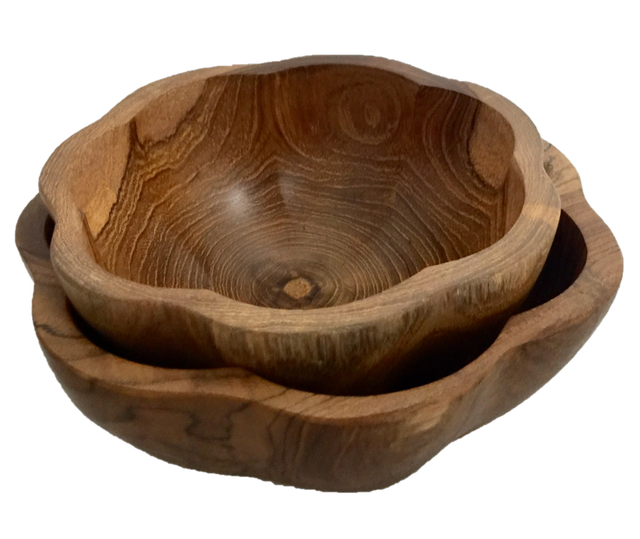 Papoose Wooden Daisy Bowls - Set of 2