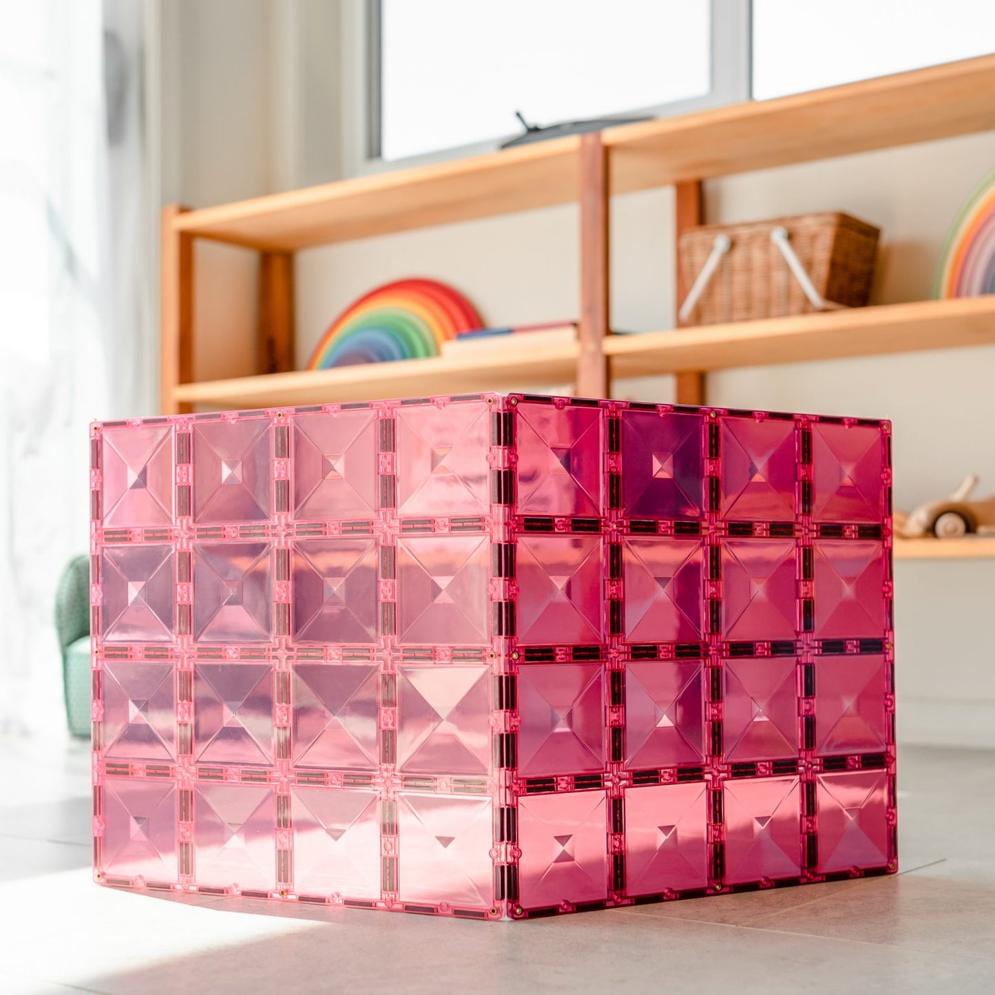 Pastel Connetix Tiles - Base Plate 2 Pack - Pink and Berry