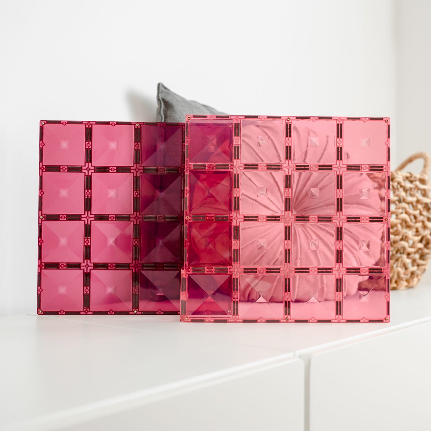Pastel Connetix Tiles - Base Plate 2 Pack - Pink and Berry