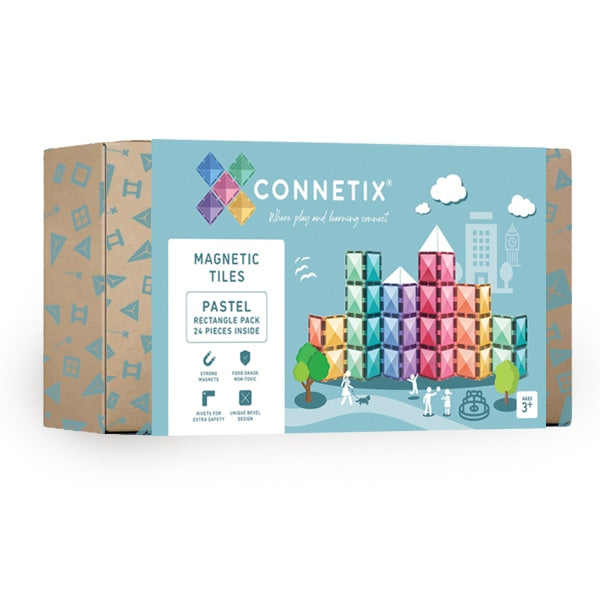 Pastel Connetix Tiles - 24 Piece Rectangle Pack