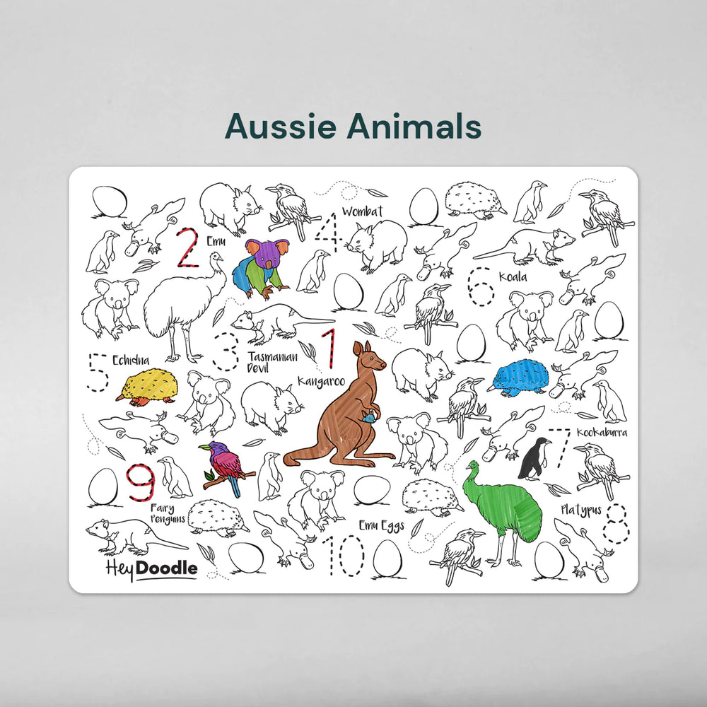 Reusable Marker Placemat - Aussie Animals