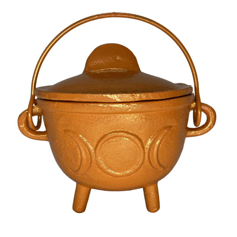 UpriverStudios Triple Moon Pot Belly Cast Iron 2024 Cauldron w/Lid!