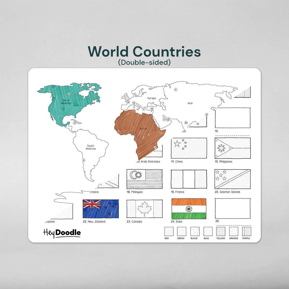 Reusable Marker Placemat - World Countries