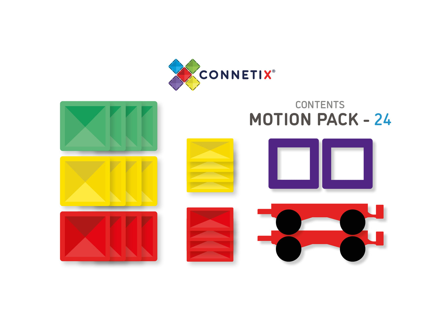 Connetix Tiles  24 Piece Rainbow Motion Set - Milk Tooth