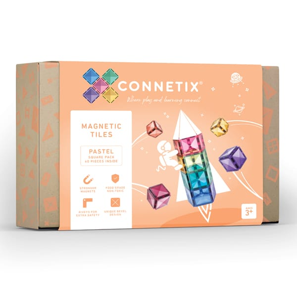 Pastel Connetix Tiles - 40 Piece Square Pack