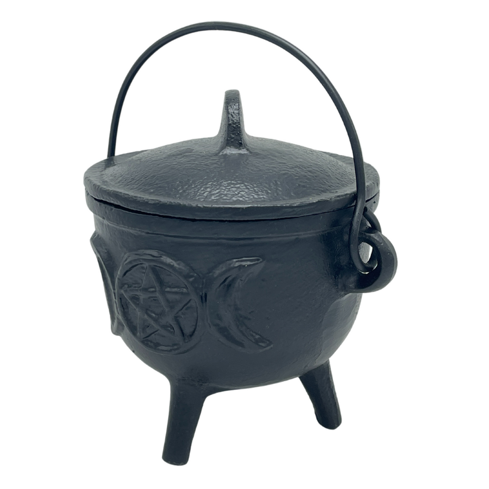 Medium Cast Iron Cauldron - With Lid Triple Moon – Little Toy Tribe