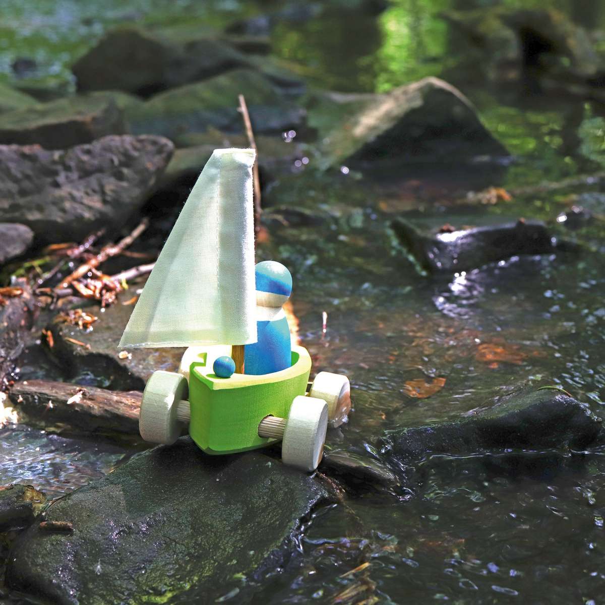 Grimm's Single Land Yacht with Sailor in Creek Little Toy Tribe