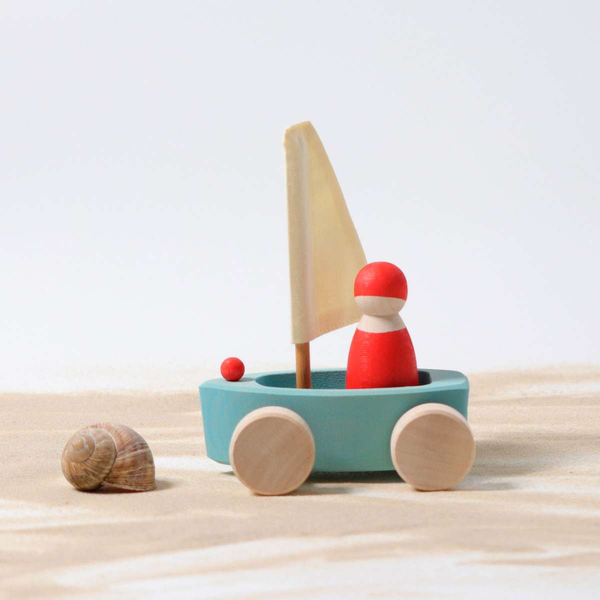 Grimm's Single Land Yacht with Sailor Light Blue Little Toy Tribe