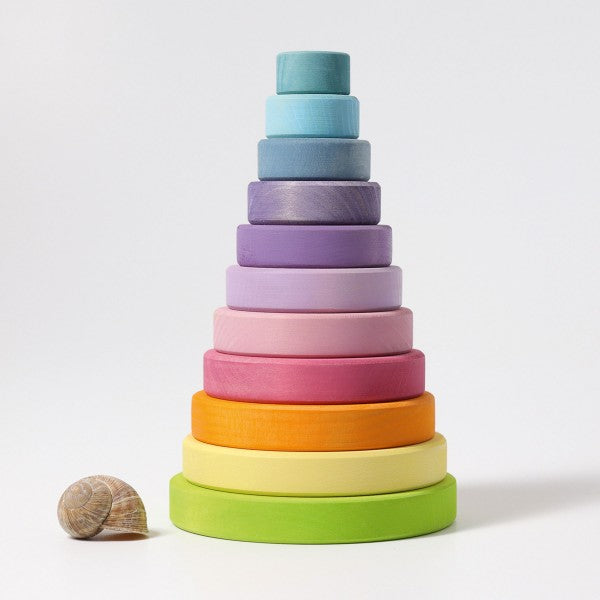 Grimm's Pastel Conical Stacking Tower | Wooden Stacking Toy | Little ...