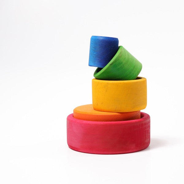 Grimm's Coloured Stacking Bowls Outside Red Little Toy Tribe