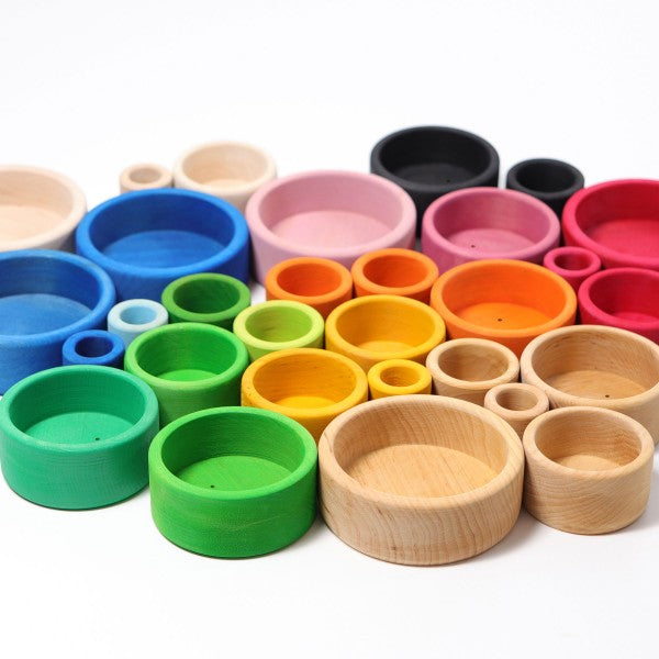 Grimm's Coloured Stacking Bowls Outside Red Little Toy Tribe