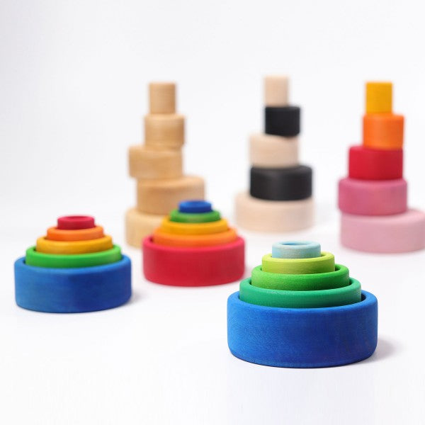 Grimm's Coloured Stacking Bowls Outside Red Little Toy Tribe