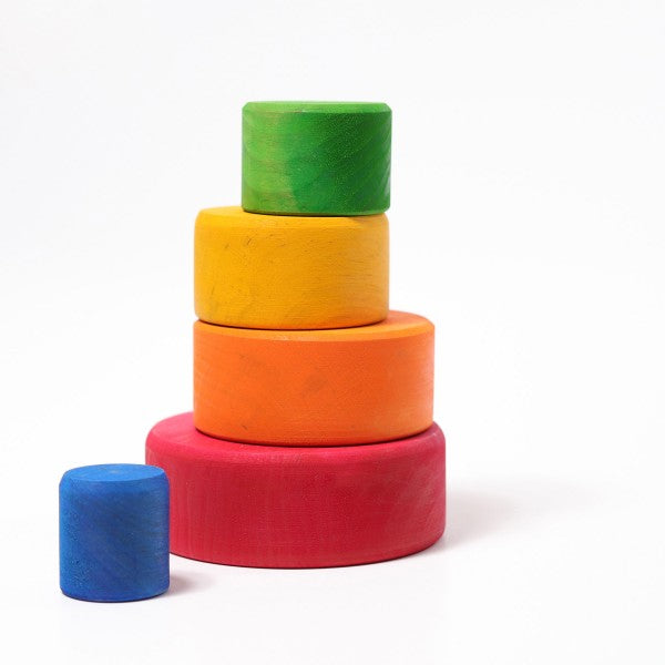 Grimm's Coloured Stacking Bowls Outside Red Little Toy Tribe