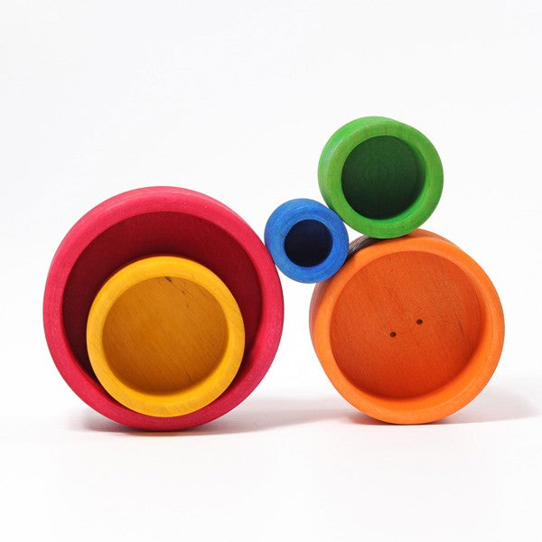 Grimm's Coloured Stacking Bowls Outside Red Little Toy Tribe
