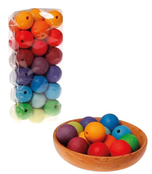 
                  
                    Grimm's Wooden Beads 36 x 30mm Rainbow in Bowl Little Toy Tribe
                  
                