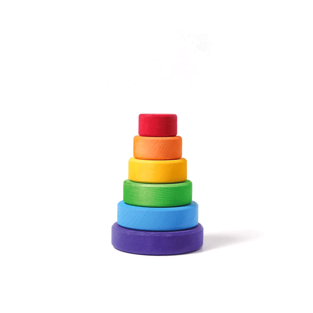 Grimm's Small Conical Stacking Tower Rainbow Little Toy Tribe