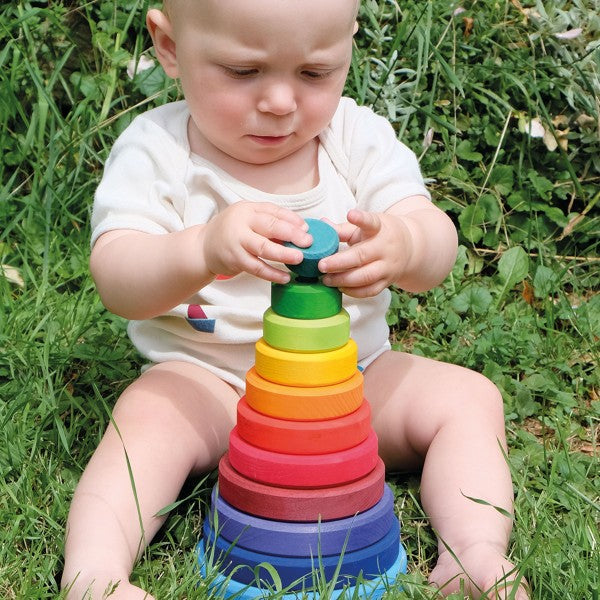 Grimm's Conical Stacking Tower Rainbow Little Toy Tribe