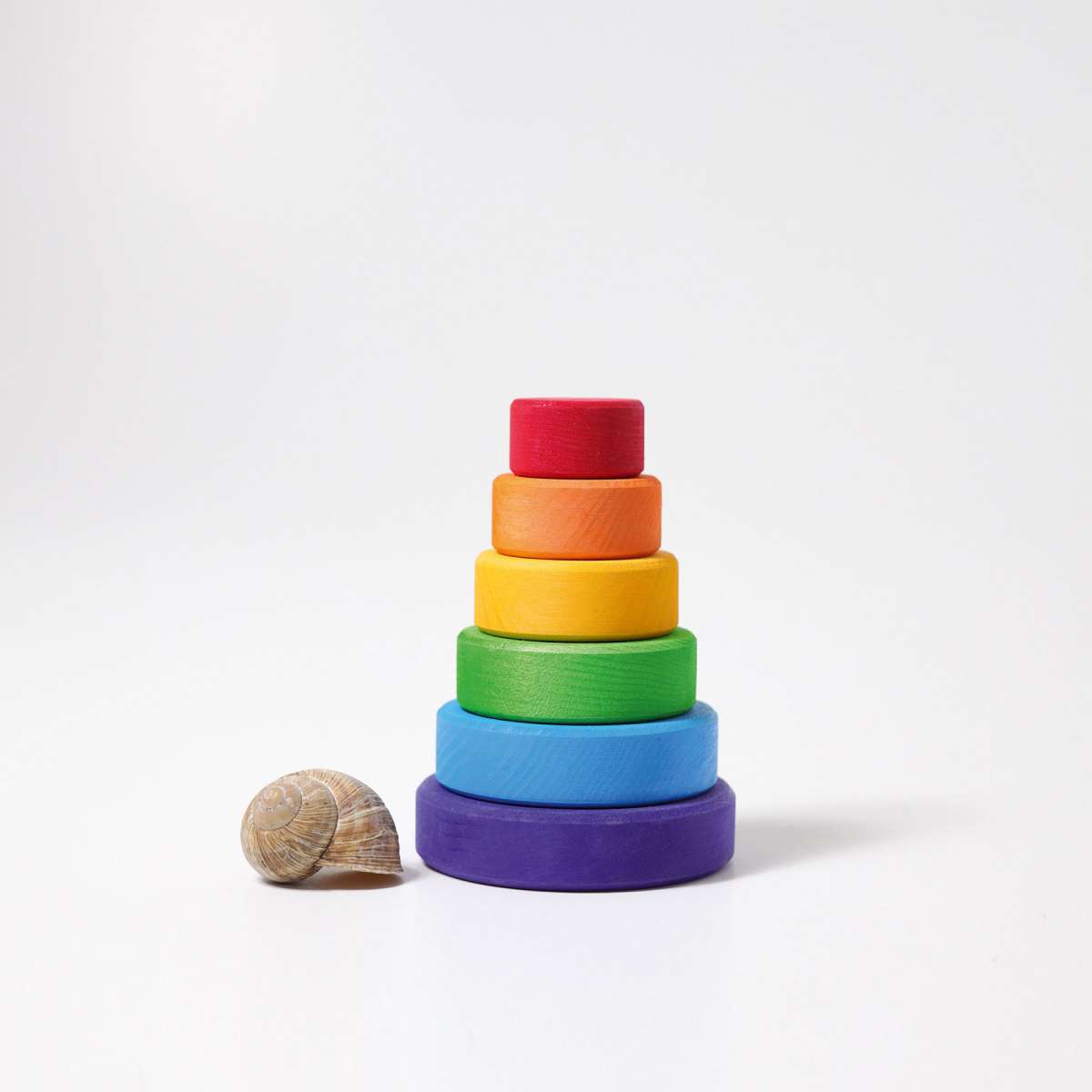 Grimm's Small Conical Stacking Tower Rainbow Little Toy Tribe
