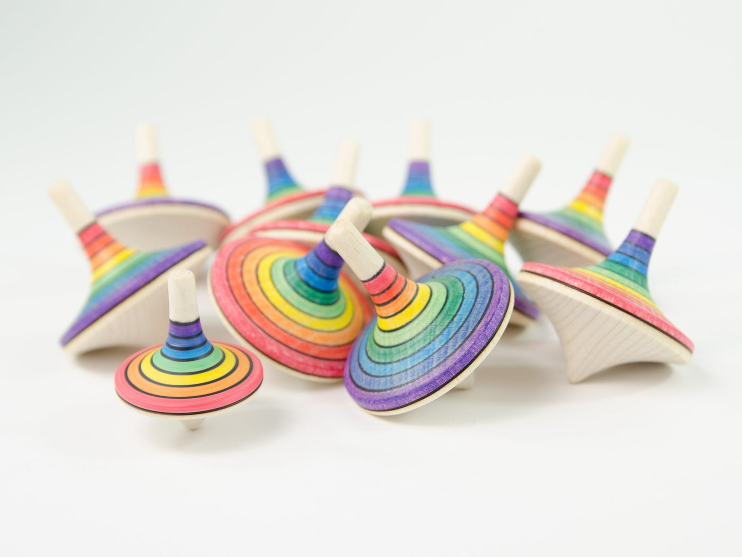 Mader _ large rallye spinning top rainbow multiple _ Little Toy Tribe