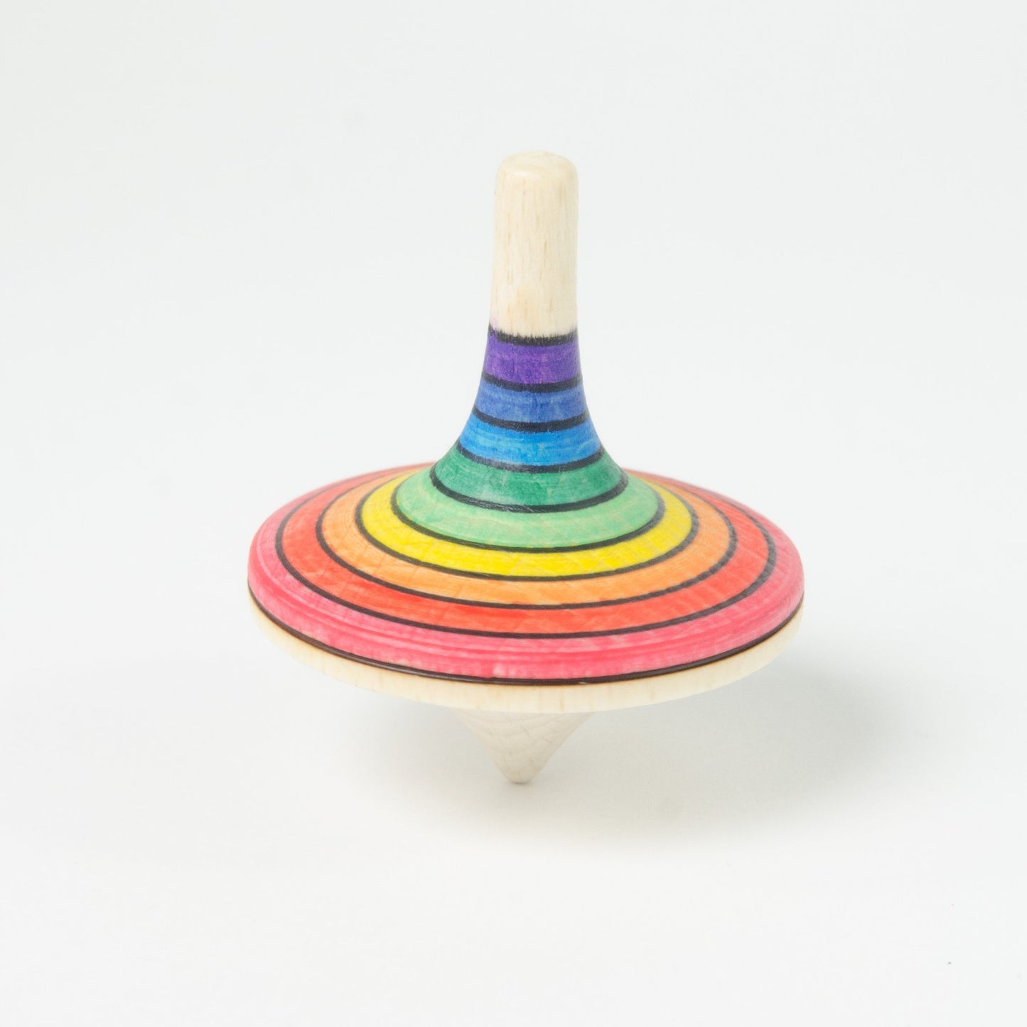 Mader _ large rallye spinning top rainbow red bottom _ Little Toy Tribe