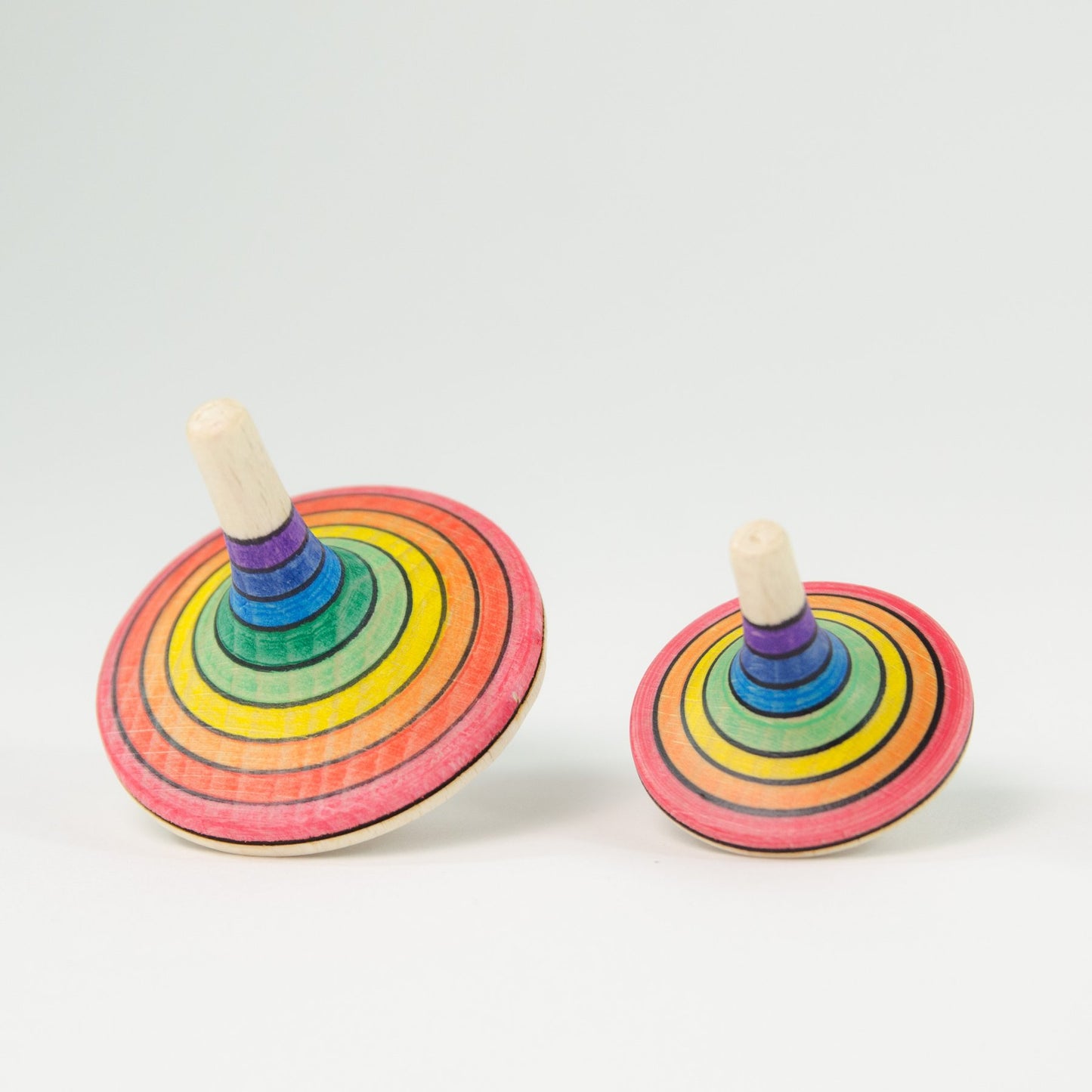 Mader _ large rallye spinning top rainbow red bottom compared small _ Little Toy Tribe