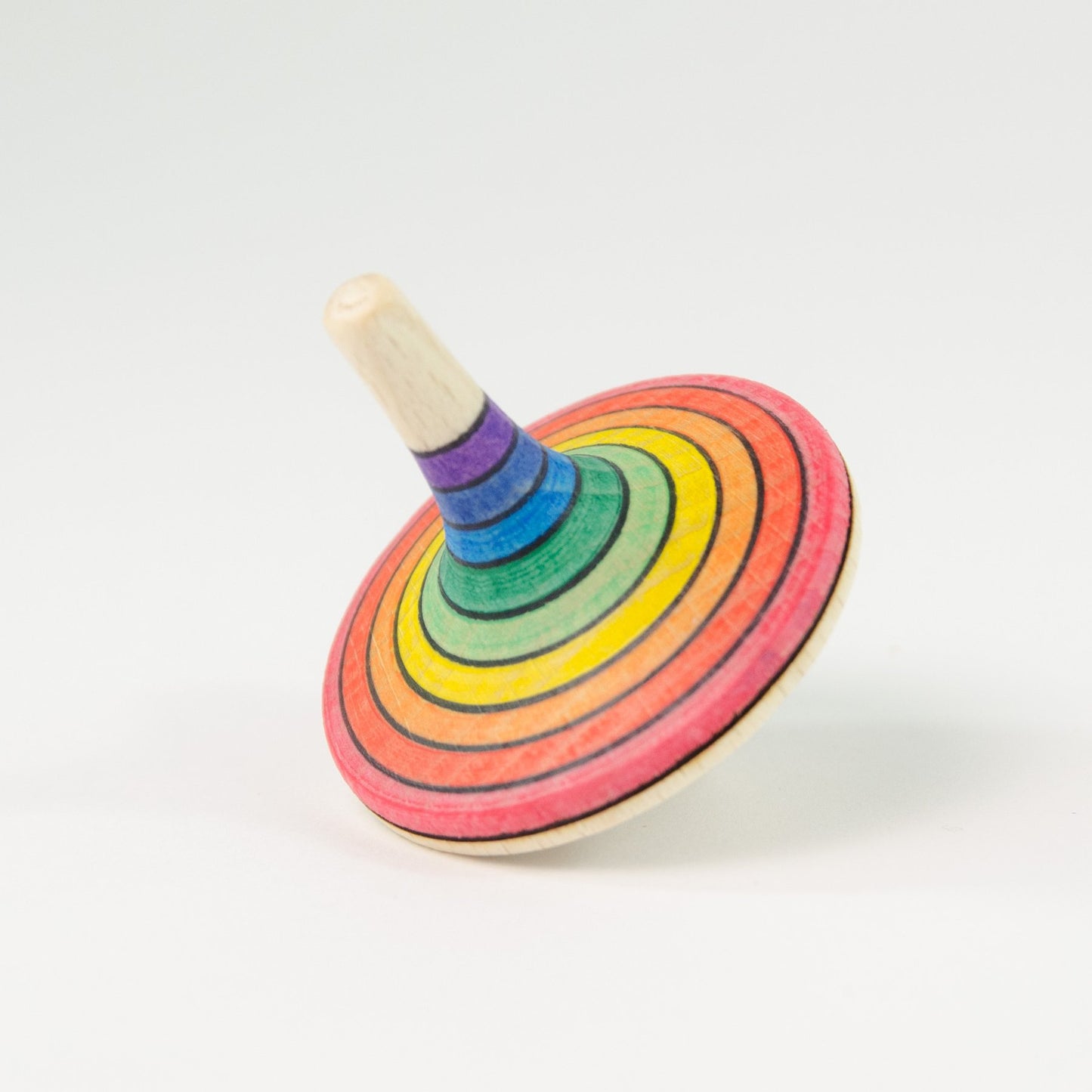Mader _ large rallye spinning top rainbow red bottom on lean _ Little Toy Tribe