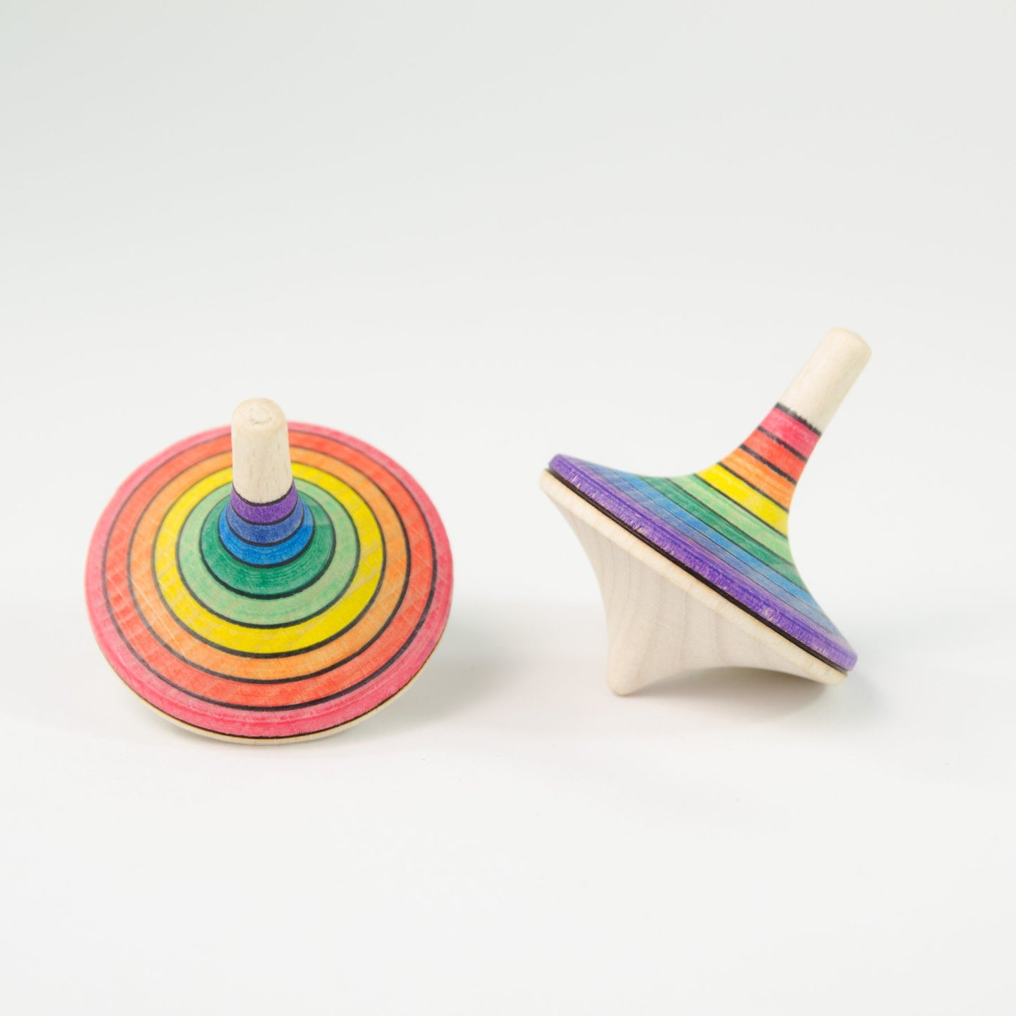 Mader _ large rallye spinning top rainbow red top and bottom _ Little Toy Tribe