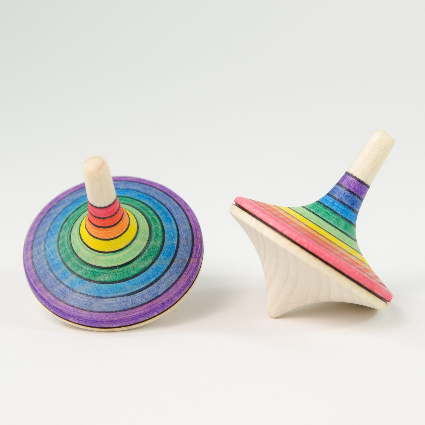 Mader _ large rallye spinning top rainbow red top and bottom _ Little Toy Tribe