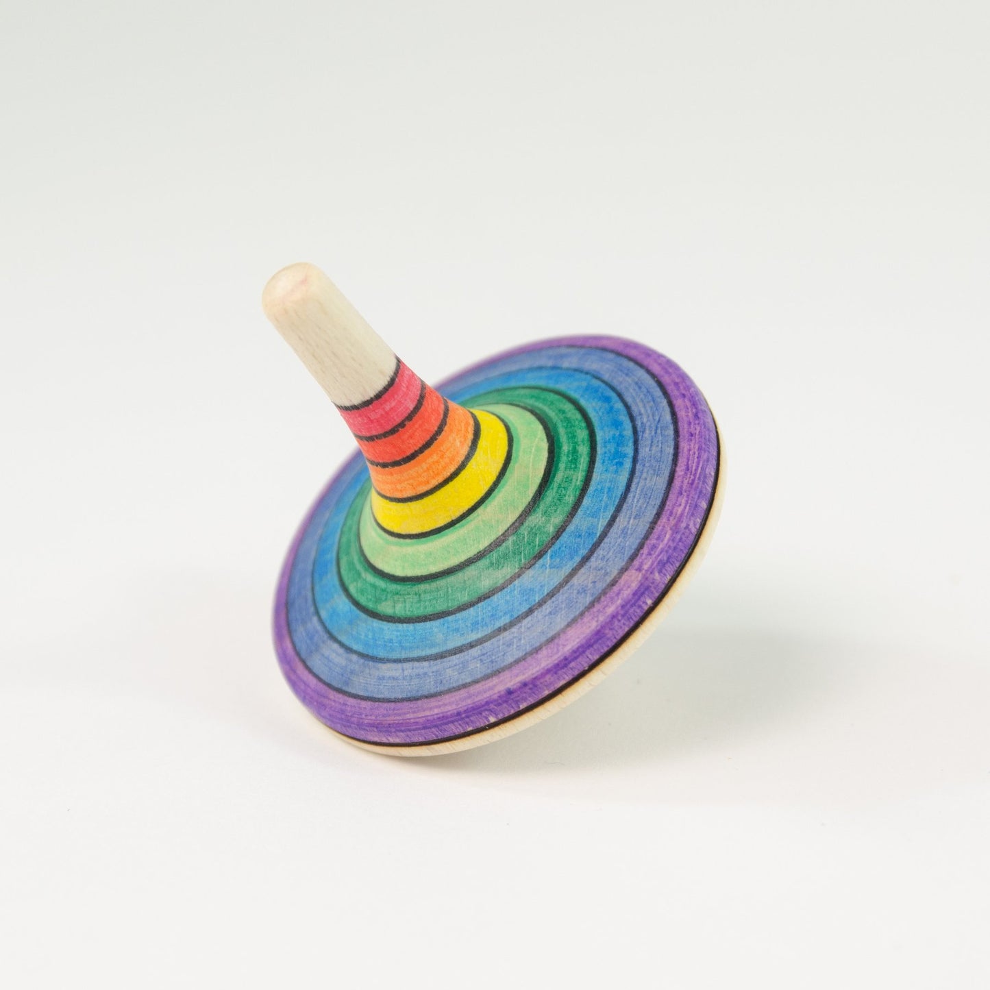 Mader _ large rallye spinning top rainbow red top on lean _ Little Toy Tribe