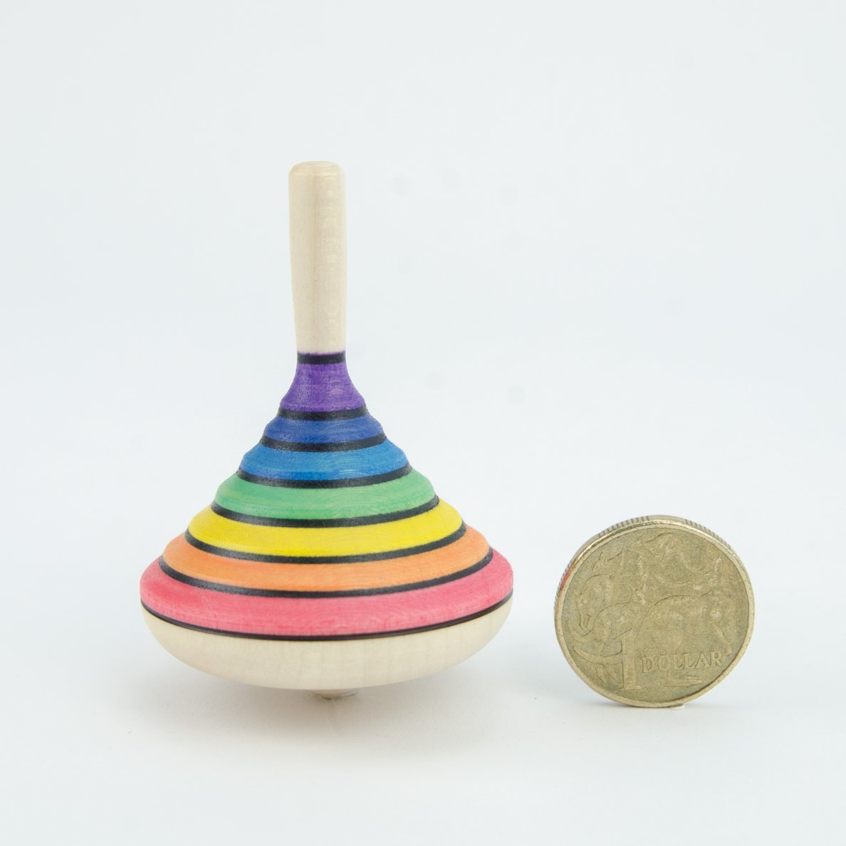 Mader _ rainbow spinning top with coin _ Little Toy Tribe