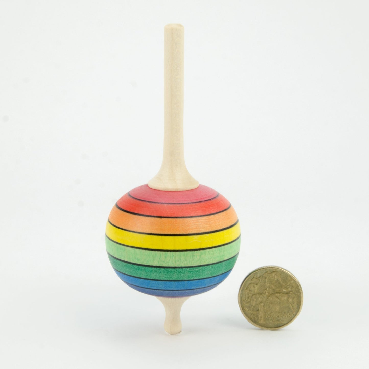 Mader _ spinning lolly spinning top rainbow top with coin _ Little Toy Tribe